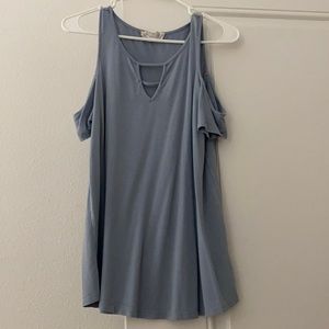 Blue Keyhole shoulder top